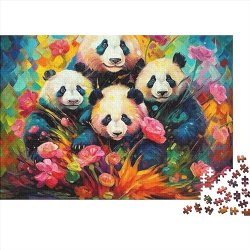 Ölgemälde Panda Puzzle 1000 Teile Schwer Puzzle Spielzeug Pädagogisches Spiel Impossible Herausforderung Spielzeug Für Erwachsene Kinder 1000pcs (75x50cm) von FYQTCIAN