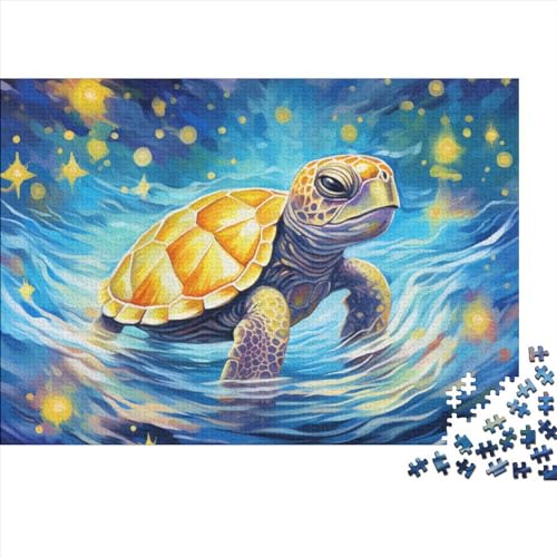 Ölgemälde Schildkröte Puzzle 1000-teilige Schwer Puzzle Spielzeug Lernspiel Impossible Herausforderungsspielzeug Für Erwachsene Kinder 1000pcs (75x50cm) von FYQTCIAN