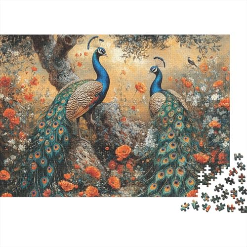 Pfau Puzzles 1000 Teile Schwer Puzzle Spielzeug Lernspiel Impossible Pet Hund Herausforderung Spielzeug Für Erwachsene Kinder 1000pcs (75x50cm) von FYQTCIAN