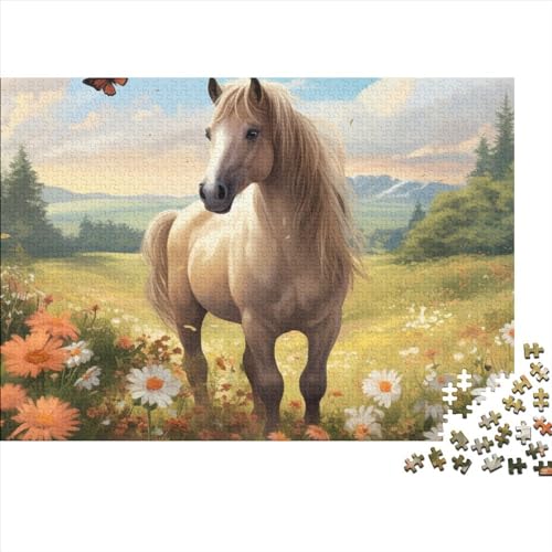 Pferd Puzzle 1000 Teile Schwer Puzzle Spielzeug Lernspiel Impossible Herausforderung Spielzeug Für Erwachsene Kinder 1000pcs (75x50cm) von FYQTCIAN
