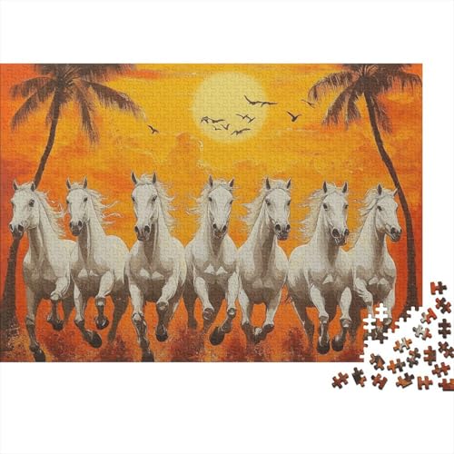 Pferd Puzzle 1000-teilige Schwer Puzzle Spielzeug Lernspiel Impossible Herausforderungsspielzeug Für Erwachsene Kinder 1000pcs (75x50cm) von FYQTCIAN