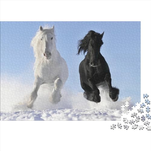 Pferd Puzzle 1000-teilige Schwer Puzzle Spielzeug Lernspiel Impossible Tiere Herausforderung Spielzeug Für Erwachsene Kinder 1000pcs (75x50cm) von FYQTCIAN