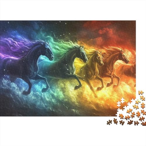Pferd Puzzle 1000-teilige Schwer Puzzle Spielzeug Pädagogisches Spiel Impossible Herausforderungsspielzeug Für Erwachsene Und Kinder in Bewährter 1000pcs (75x50cm) von FYQTCIAN