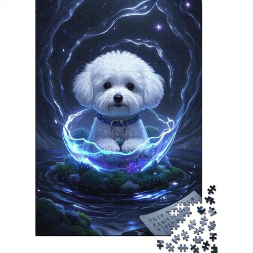 Premium Bichon Frise 1000 Teile Puzzle Aus Holz Cooles Kunstwerk - Herausforderndes Geschicklichkeitsspiel Für Erwachsene, Entspannende Wandkunst, Hochwertiges Geschenk 1000pcs (75x50cm) von FYQTCIAN