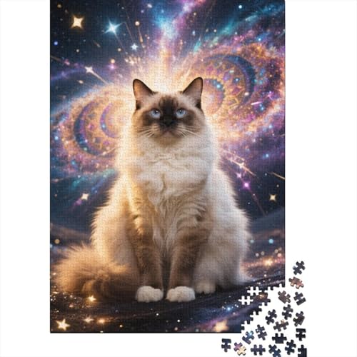 Premium Birmanen-Sakristei 1000 Teile Puzzle Aus Holz Tier Kunst - Herausforderndes Geschicklichkeitsspiel Für Erwachsene, Entspannende Wandkunst, Hochwertiges Geschenk 1000pcs (75x50cm) von FYQTCIAN