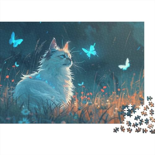 Premium Cat 1000 Teile Puzzle Aus Holz Cute - Herausforderndes Geschicklichkeitsspiel Für Erwachsene, Entspannende Wandkunst, Hochwertiges Geschenk 1000pcs (75x50cm) von FYQTCIAN