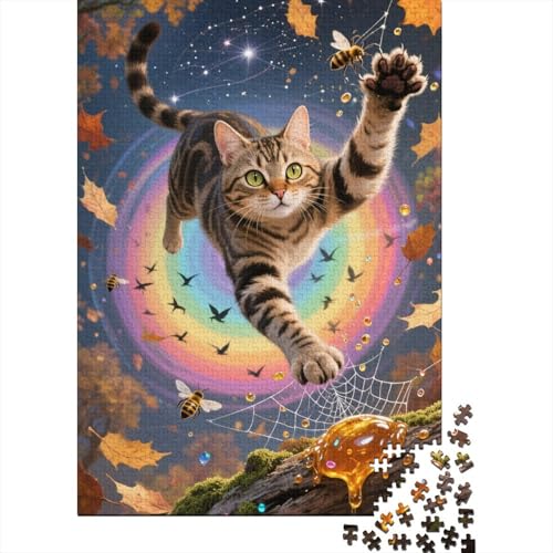Premium Chartreux 1000 Teile Puzzle Aus Holz Niedlich - Herausforderndes Geschicklichkeitsspiel Für Erwachsene, Entspannende Wandkunst, Hochwertiges Geschenk 1000pcs (75x50cm) von FYQTCIAN