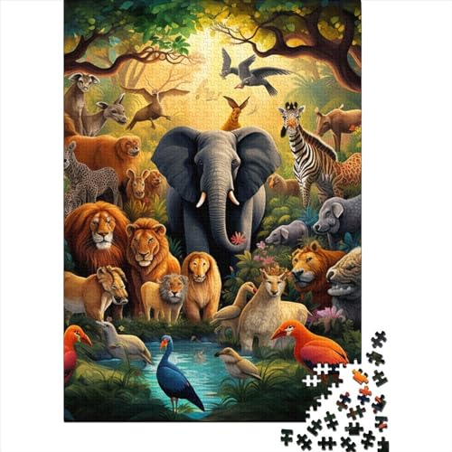 Premium Dschungel-Tiere 1000 Teile Puzzle Aus Holz - Herausforderndes Geschicklichkeitsspiel Für Erwachsene, Entspannende Wandkunst, Hochwertiges Geschenk 1000pcs (75x50cm) von FYQTCIAN