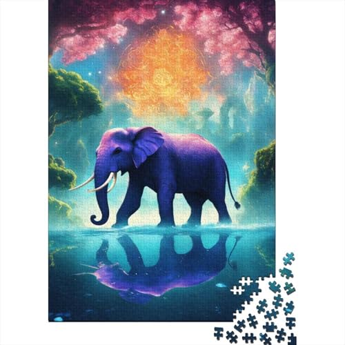 Premium Elefant 1000 Teile Puzzle Aus Holz Waldtiere - Herausforderndes Geschicklichkeitsspiel Für Erwachsene, Entspannende Wandkunst, Hochwertiges Geschenk 1000pcs (75x50cm) von FYQTCIAN