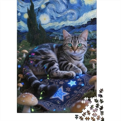 Premium Europäisch Kurzhaar 1000 Teile Puzzle Aus Holz Niedlich - Herausforderndes Geschicklichkeitsspiel Für Erwachsene, Entspannende Wandkunst, Hochwertiges Geschenk 1000pcs (75x50cm) von FYQTCIAN
