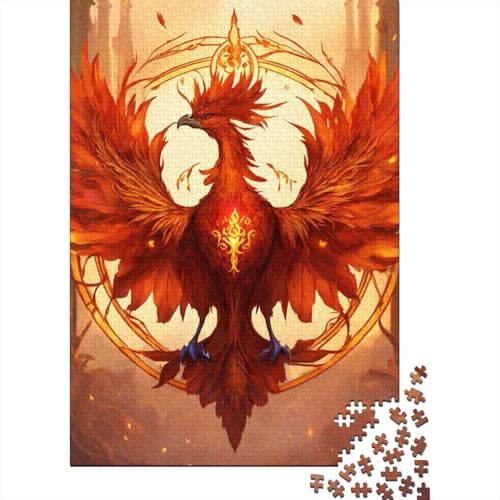 Premium Feuer-Phönix 1000 Teile Puzzle Aus Holz Zeichentrickfilm - Herausforderndes Geschicklichkeitsspiel Für Erwachsene, Entspannende Wandkunst, Hochwertiges Geschenk 1000pcs (75x50cm) von FYQTCIAN
