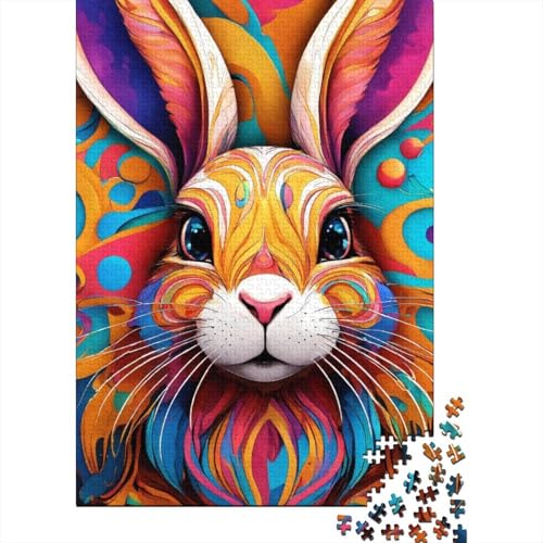 Premium Hase 1000 Teile Puzzle Aus Holz Niedlich Animals - Herausforderndes Geschicklichkeitsspiel Für Erwachsene, Entspannende Wandkunst, Hochwertiges Geschenk 1000pcs (75x50cm) von FYQTCIAN