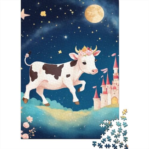 Premium Kunst-Kuh 1000 Teile Puzzle Aus Holz Zeichentrickfilm - Herausforderndes Geschicklichkeitsspiel Für Erwachsene, Entspannende Wandkunst, Hochwertiges Geschenk 1000pcs (75x50cm) von FYQTCIAN