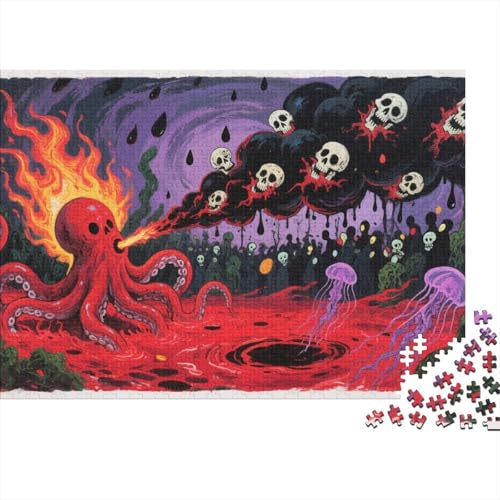 Premium Octopus 1000 Teile Puzzle Aus Holz - Herausforderndes Geschicklichkeitsspiel Für Erwachsene, Entspannende Wandkunst, Hochwertiges Geschenk 1000pcs (75x50cm) von FYQTCIAN