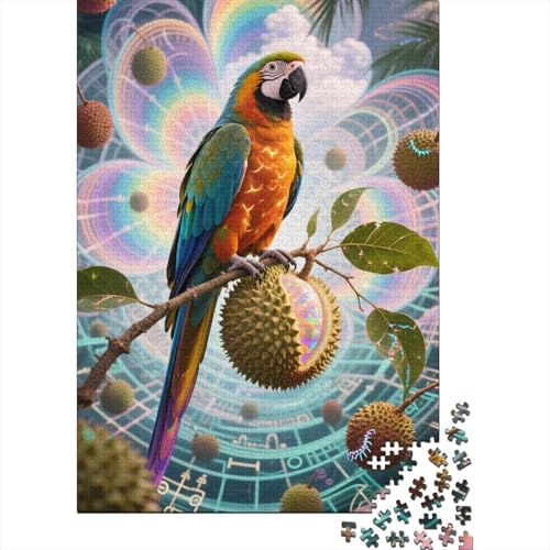 Premium Papagei 1000 Teile Puzzle Aus Holz Zeichentrickfilm Kunst - Herausforderndes Geschicklichkeitsspiel Für Erwachsene, Entspannende Wandkunst, Hochwertiges Geschenk 1000pcs (75x50cm) von FYQTCIAN