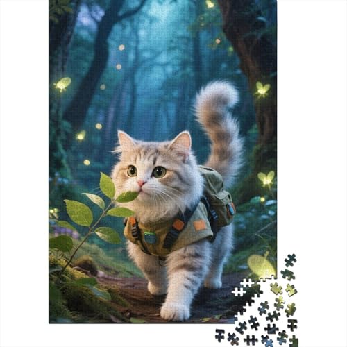 Premium Perserkatze 1000 Teile Puzzle Aus Holz Zeichentrickfilm Kunst - Herausforderndes Geschicklichkeitsspiel Für Erwachsene, Entspannende Wandkunst, Hochwertiges Geschenk 1000pcs (75x50cm) von FYQTCIAN