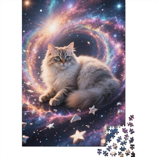 Premium Perserkatze 1000 Teile Puzzle Aus Holz Zeichentrickfilm Kunst - Herausforderndes Geschicklichkeitsspiel Für Erwachsene, Entspannende Wandkunst, Hochwertiges Geschenk 1000pcs (75x50cm) von FYQTCIAN