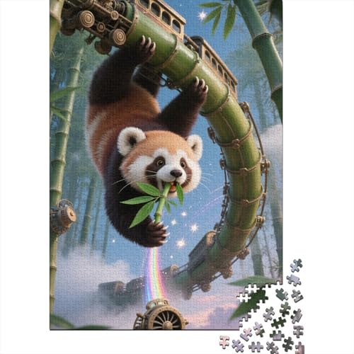 Premium Roter Panda 1000 Teile Puzzle Aus Holz Tier Kunst - Herausforderndes Geschicklichkeitsspiel Für Erwachsene, Entspannende Wandkunst, Hochwertiges Geschenk 1000pcs (75x50cm) von FYQTCIAN