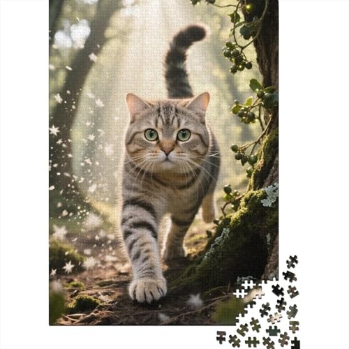 Premium Russisch Blau 1000 Teile Puzzle Aus Holz Tier Kunst - Herausforderndes Geschicklichkeitsspiel Für Erwachsene, Entspannende Wandkunst, Hochwertiges Geschenk 1000pcs (75x50cm) von FYQTCIAN