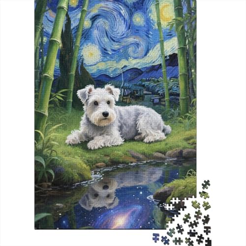 Premium Schnauzer 1000 Teile Puzzle Aus Holz Tier Kunst - Herausforderndes Geschicklichkeitsspiel Für Erwachsene, Entspannende Wandkunst, Hochwertiges Geschenk 1000pcs (75x50cm) von FYQTCIAN
