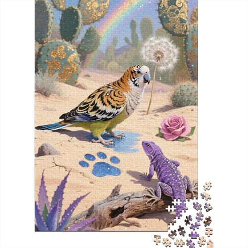 Premium Wellensittich 1000 Teile Puzzle Aus Holz Niedlich - Herausforderndes Geschicklichkeitsspiel Für Erwachsene, Entspannende Wandkunst, Hochwertiges Geschenk 1000pcs (75x50cm) von FYQTCIAN
