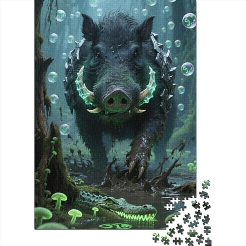 Premium Wildschwein 1000 Teile Puzzle Aus Holz Tier Kunst - Herausforderndes Geschicklichkeitsspiel Für Erwachsene, Entspannende Wandkunst, Hochwertiges Geschenk 1000pcs (75x50cm) von FYQTCIAN