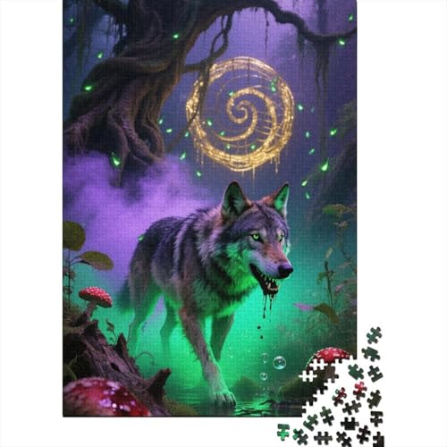 Premium Wolf 1000 Teile Puzzle Aus Holz Tier Kunst - Herausforderndes Geschicklichkeitsspiel Für Erwachsene, Entspannende Wandkunst, Hochwertiges Geschenk 1000pcs (75x50cm) von FYQTCIAN