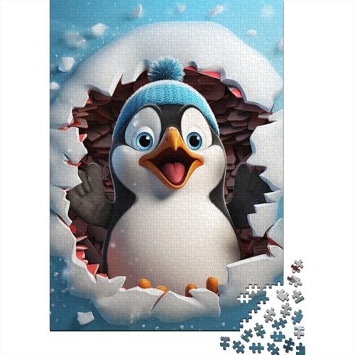 Premium Zeichentrickfilm Pinguin 1000 Teile Puzzle Aus Holz Niedlich Animals - Herausforderndes Geschicklichkeitsspiel Für Erwachsene, Entspannende Wandkunst, Hochwertiges Geschenk 1000pcs (75x50cm) von FYQTCIAN