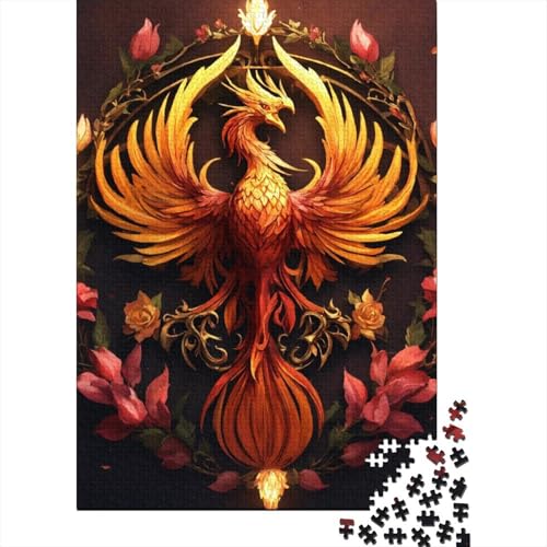 Puzzle 1000 Teile Aus Holz Für Erwachsene Cooles Thema - Herausforderndes Premium-Spiel, Entspannende Mentale Übung,Feuer-Phönix Elegante Home Dekoration 1000pcs (75x50cm) von FYQTCIAN