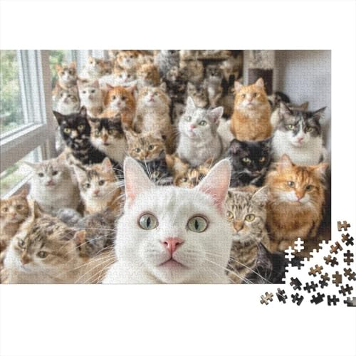 Puzzle 1000 Teile Aus Holz Für Erwachsene Cute - Herausforderndes Premium-Spiel, Entspannende Mentale Übung,Cat Elegante Home Dekoration 1000pcs (75x50cm) von FYQTCIAN