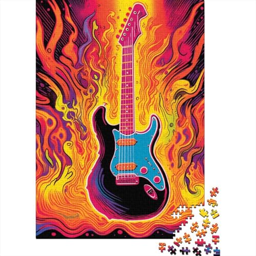 Puzzle 1000 Teile Aus Holz Für Erwachsene - Herausforderndes Premium-Spiel, Entspannende Mentale Übung,Bunte Gitarre Elegante Home Dekoration 1000pcs (75x50cm) von FYQTCIAN