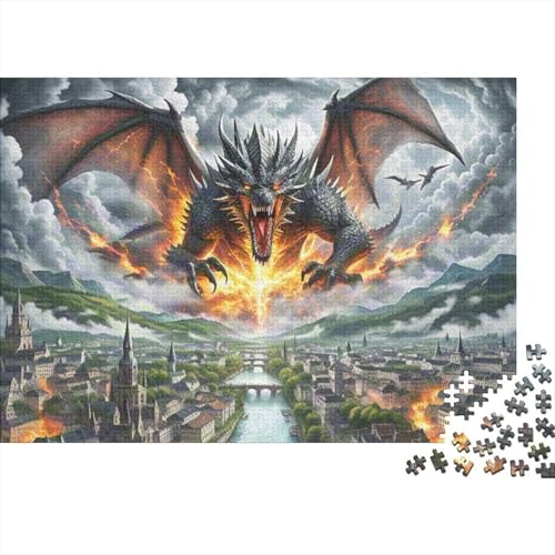 Puzzle 1000 Teile Aus Holz Für Erwachsene - Herausforderndes Premium-Spiel, Entspannende Mentale Übung,The Dragon Elegante Home Dekoration 1000pcs (75x50cm) von FYQTCIAN