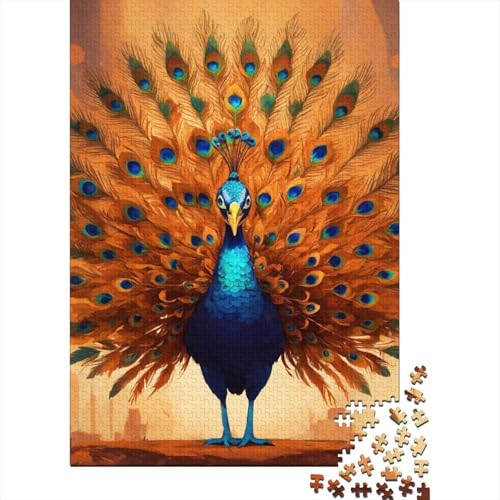 Puzzle 1000 Teile Aus Holz Für Erwachsene Niedlich Animals - Herausforderndes Premium-Spiel, Entspannende Mentale Übung,Pfau Elegante Home Dekoration 1000pcs (75x50cm) von FYQTCIAN