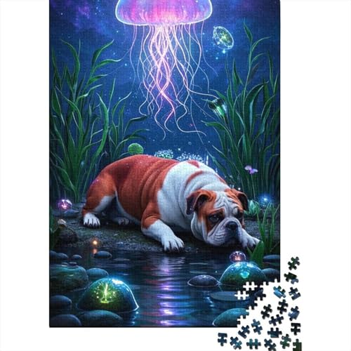 Puzzle 1000 Teile Aus Holz Für Erwachsene Niedlich - Herausforderndes Premium-Spiel, Entspannende Mentale Übung,BullHundge Elegante Home Dekoration 1000pcs (75x50cm) von FYQTCIAN