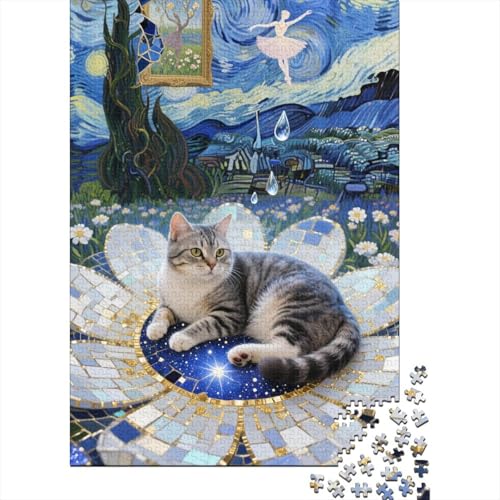 Puzzle 1000 Teile Aus Holz Für Erwachsene Niedlich - Herausforderndes Premium-Spiel, Entspannende Mentale Übung,Europäisch Kurzhaar Elegante Home Dekoration 1000pcs (75x50cm) von FYQTCIAN