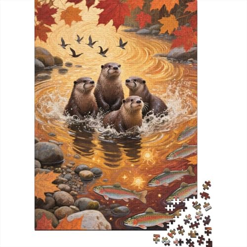 Puzzle 1000 Teile Aus Holz Für Erwachsene Niedlich - Herausforderndes Premium-Spiel, Entspannende Mentale Übung,Europäischer Otter Elegante Home Dekoration 1000pcs (75x50cm) von FYQTCIAN