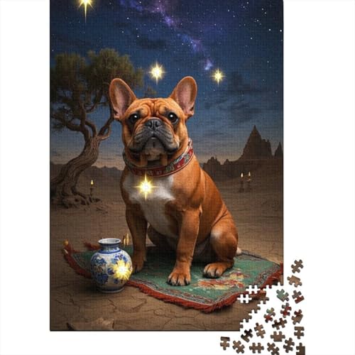 Puzzle 1000 Teile Aus Holz Für Erwachsene Niedlich - Herausforderndes Premium-Spiel, Entspannende Mentale Übung,Französische BullHundgege Elegante Home Dekoration 1000pcs (75x50cm) von FYQTCIAN