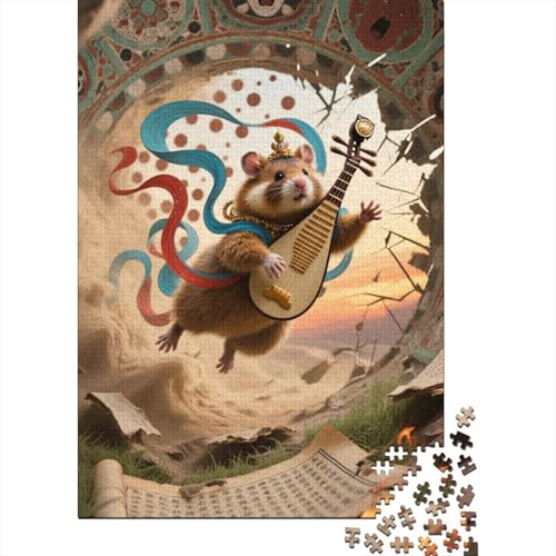 Puzzle 1000 Teile Aus Holz Für Erwachsene Niedlich - Herausforderndes Premium-Spiel, Entspannende Mentale Übung,Goldhamster Elegante Home Dekoration 1000pcs (75x50cm) von FYQTCIAN
