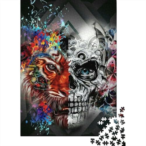 Puzzle 1000 Teile Aus Holz Für Erwachsene Schreckliche Gotik - Herausforderndes Premium-Spiel, Entspannende Mentale Übung,Totenkopf Elegante Home Dekoration 1000pcs (75x50cm) von FYQTCIAN