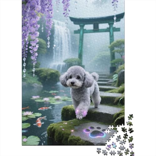 Puzzle 1000 Teile Aus Holz Für Erwachsene Tier Kunst - Herausforderndes Premium-Spiel, Entspannende Mentale Übung,Teacup-Pudel Elegante Home Dekoration 1000pcs (75x50cm) von FYQTCIAN