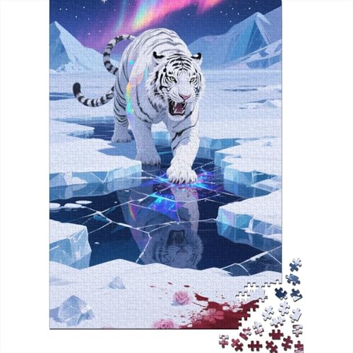 Puzzle 1000 Teile Aus Holz Für Erwachsene Tier Kunst - Herausforderndes Premium-Spiel, Entspannende Mentale Übung,Tiger Elegante Home Dekoration 1000pcs (75x50cm) von FYQTCIAN