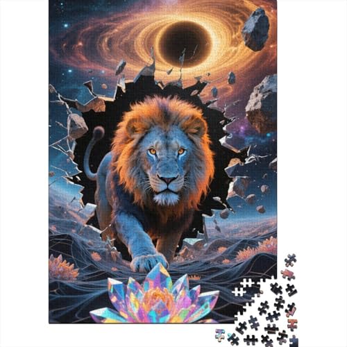 Puzzle 1000 Teile Aus Holz Für Erwachsene Zeichentrickfilm Kunst - Herausforderndes Premium-Spiel, Entspannende Mentale Übung,Löwe Elegante Home Dekoration 1000pcs (75x50cm) von FYQTCIAN