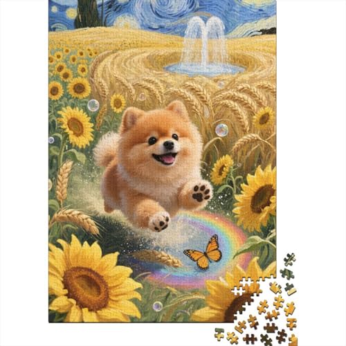 Puzzle 1000 Teile Aus Holz Für Erwachsene Zeichentrickfilm Kunst - Herausforderndes Premium-Spiel, Entspannende Mentale Übung,Pomeranian-Welpe Elegante Home Dekoration 1000pcs (75x50cm) von FYQTCIAN