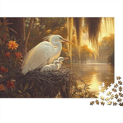 Reiher Puzzle 1000 Teile Schwer Puzzle Spielzeug Pädagogisches Spiel Impossible Tier Herausforderungsspielzeug Für Erwachsene Kinder 1000pcs (75x50cm) von FYQTCIAN