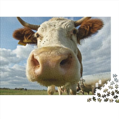 Rinder Puzzle 1000 Teile Schwer Puzzle Spielzeug Lernspiel Impossible Süße Kuh Herausforderung Spielzeug Für Erwachsene Und Kinder in Bewährter 1000pcs (75x50cm) von FYQTCIAN