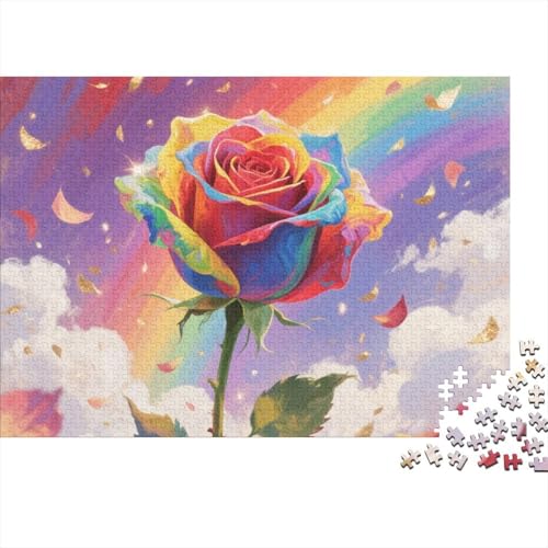 Rose 1000 Teile Premium Holz Puzzle Für Erwachsene - Herausforderndes Geschicklichkeitsspiel, Entspannendes Legespiel Für Familie, Wanddekoration Geschenk 1000pcs (75x50cm) von FYQTCIAN