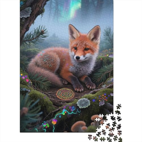 Rotfuchs 1000-Teile Premium Holzpuzzle - Zeichentrickfilm Kunst Unmögliches Puzzle Für Erwachsene, Pädagogisches Familienspiel, Hochwertige Wandkunst Geschenkidee 1000pcs (75x50cm) von FYQTCIAN