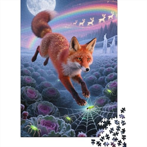 Rotfuchs 1000-Teile Premium Holzpuzzle - Zeichentrickfilm Kunst Unmögliches Puzzle Für Erwachsene, Pädagogisches Familienspiel, Hochwertige Wandkunst Geschenkidee 1000pcs (75x50cm) von FYQTCIAN