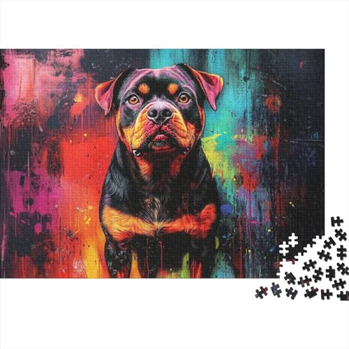 Rottweiler Puzzles 1000-teilige Schwer Puzzle Spielzeug Lernspiel Impossible Tier Hund Herausforderungsspielzeug Für Erwachsene Kinder 1000pcs (75x50cm) von FYQTCIAN