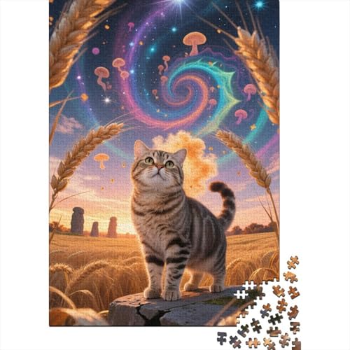 Russisch Blau Holzpuzzle 1000 Teile Für Erwachsene & Jugendliche - Tier Kunst Unmögliches Puzzle Spielzeug, Pädagogisches Geduldspiel, Premium Geburtstagsgeschenk 1000pcs (75x50cm) von FYQTCIAN